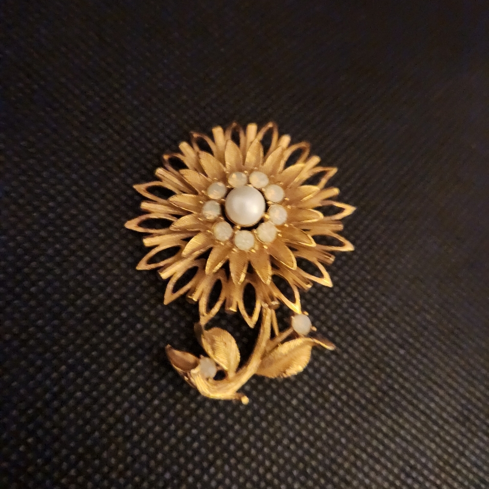 Opal Swarovski Flower Brooch